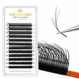 CoMango Cat Eye Lashes Extension Fox EyeLashes Extension 5D Mutil-layer YY Shaped Wispy Lashes Mink Premade Lash Fans C/D Curly Natural Fluffy Handmade Individual Eyelash Fans(Black,5D-D-9mm)
