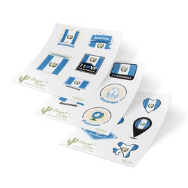 Desert Cactus Guatemala Country Flag Sticker Decals Kids Logo Scrapbook Car Vinyl Window Bumper Laptop (3 Sheets)