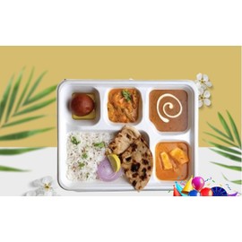 PACK OF 25 - 5 COMPARTMENT STRONG DISPOSABLE PLATES 30X20X5cm Biodegradable Dinner Plates Ecofriendly Lunch Party Plates USED FOR HOT & COLD Foods for Events Parties Christmas Party Birthday Party