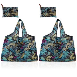2pcs Foldable Shopping Bags, Reusable Large Grocery Bags, Washable Tote Shopping Bag, for Household Outdoors Daily (Contemporary, Colour B, One Size)
