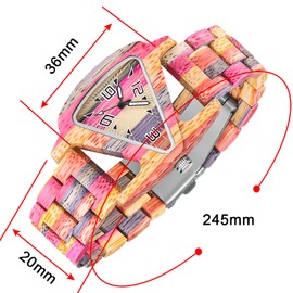 Tiong Women's Watch with Wooden Design, Colourful Wooden Watch with Adjustable Strap, Women's Quartz Watch, Best Choice for Mother's Day, Cx614-yellow, Minimal