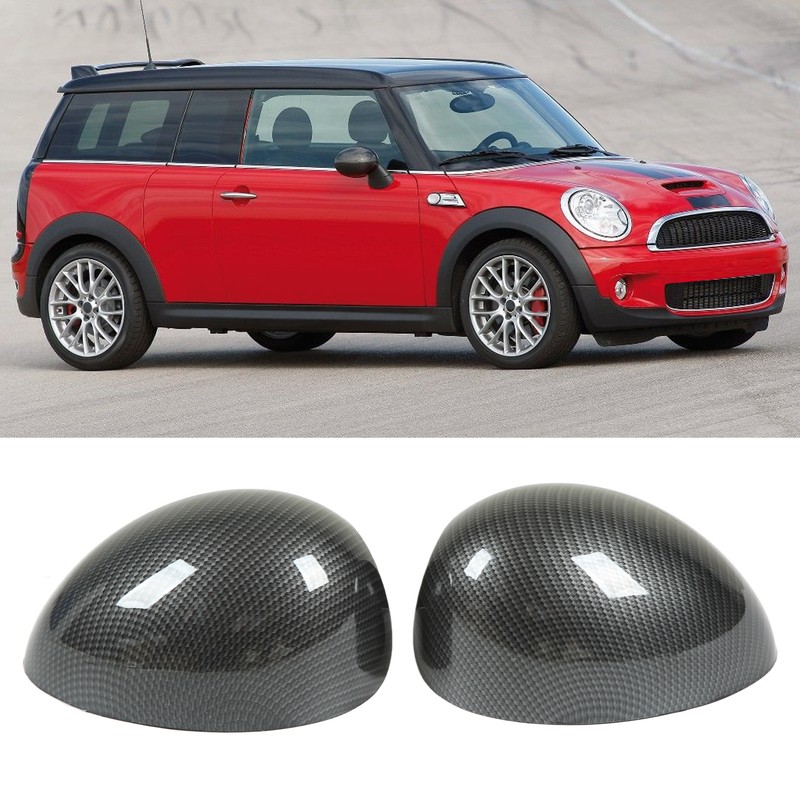 2 Pcs Door Side Rearview Mirror Cover Cap Carbon Fiber