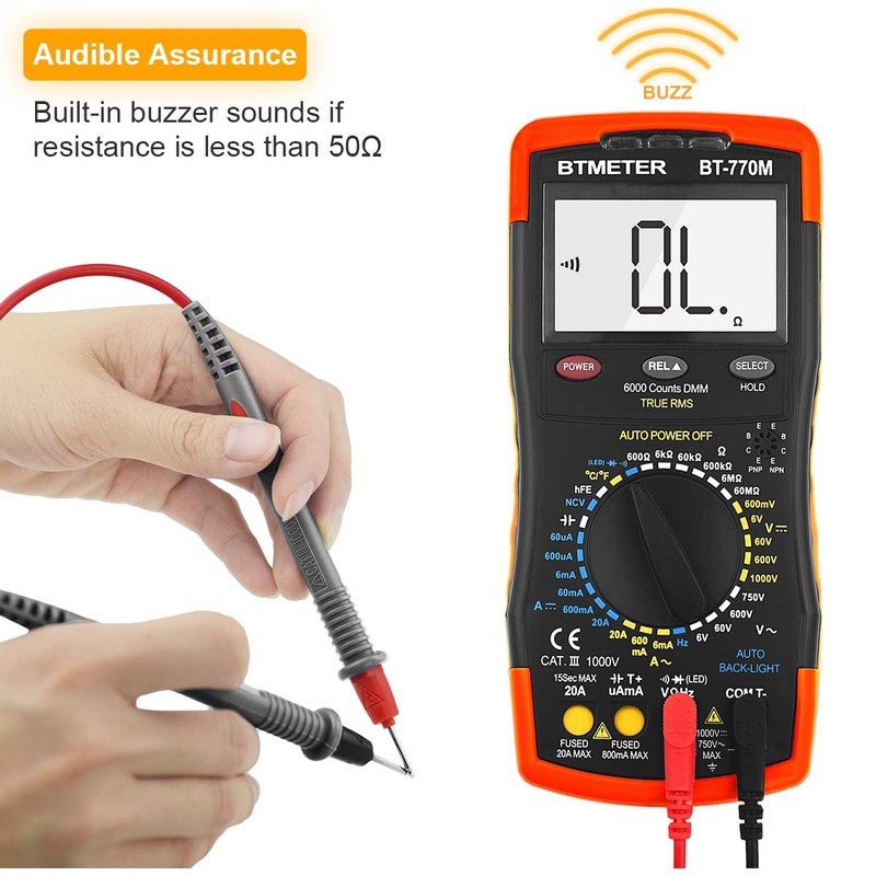 Digital Multimeter TRMS 6000 Count, BTMETER BT-770M Auto/Manual Ranging DMM