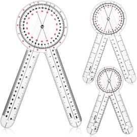 Zonon 3 Pcs Goniometer Transparent Orthopedic Angle Ruler Plastic 360 Degree Clear Goniometer Protractor Physical Therapy for Measurement Tool Angle Ruler Sports Training​ (6/8/12 Inch)