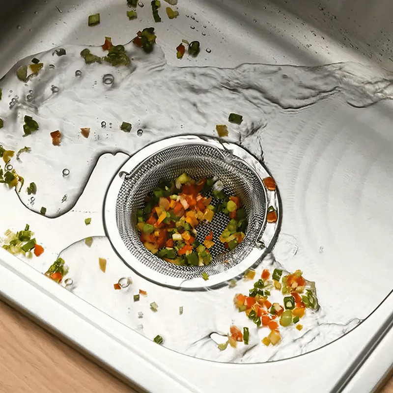1pc Stainless Steel Sink Strainer with Handle – Rustproof Anti-Clog