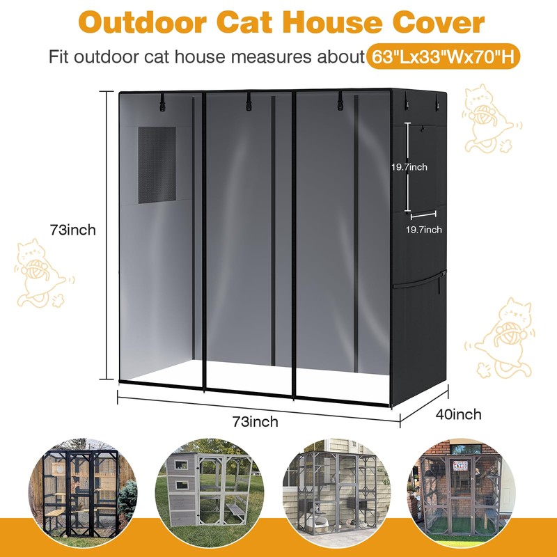 Outdoor Large Cat Enclosure Cover, Waterproof Walk-in Cat Kennel Cover