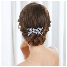 Cimenexe Bohemian Pearl Wedding Hair Pin Barrette Pearl Flower Hairpins Bride Bridesmaid Hairpin Silver U Shape Headwear Bridal Decorative Flower Hair Accessories Jewelry for Women and Girls Birthday