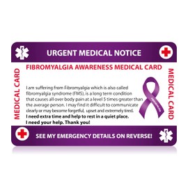 Fibromyalgia Medical Card, Fibromyalgia Card with Writable Panel and Patterned Lanyard, Fibromyalgia Emergency Contact Card