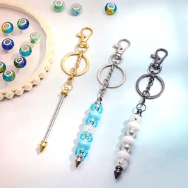 MAPVOLUT 12Pcs Beadable Keychain Bar Bulk, Colorful Plating Alloy Beaded Keychain, Blank Keychain Making Supplies DIY Keychain Supplies for Pendant DIY Projects Crafts Jewelry Making