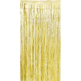 Allgala 4PK Metalic Tinsel Party Photo Backdrop Curtains Door Fringe Décor-Gold Matte-BD52403