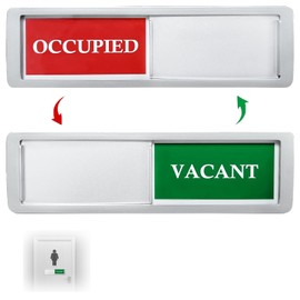 Vacant Occupied Door Sign, Vacant/Occupied Sliding Door Sign Restroom Sign Toilet Signs Privacy Sign, Sliding Door Sign for Home Office Restroom Conference, Silver, 1 Pack