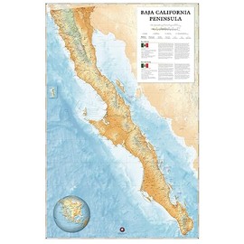 Benchmark Maps: Baja California Peninsula Wall Map - 25 x 39 inches - Front Lamination