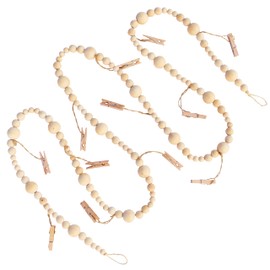 Sage in Thyme 7ft Wooden Beads Garlands with Clothespins Hanging Photo Display Office, Nursery Room, Wall Art for Bedroom, Pictures Cards Holder with Wood Clips, Teen Gift for Birthday