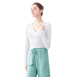 Women's Dance Top Wrap Cardigan Sweater for Ballet Off-White Medium