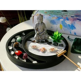 BangBangDa Meditation Buddha Zen Garden - Japanese Zen Garden Kit for Desk Tabletop Rock Sand Zen Garden Shine Altar Zen Decor for Man Woman Father Mother