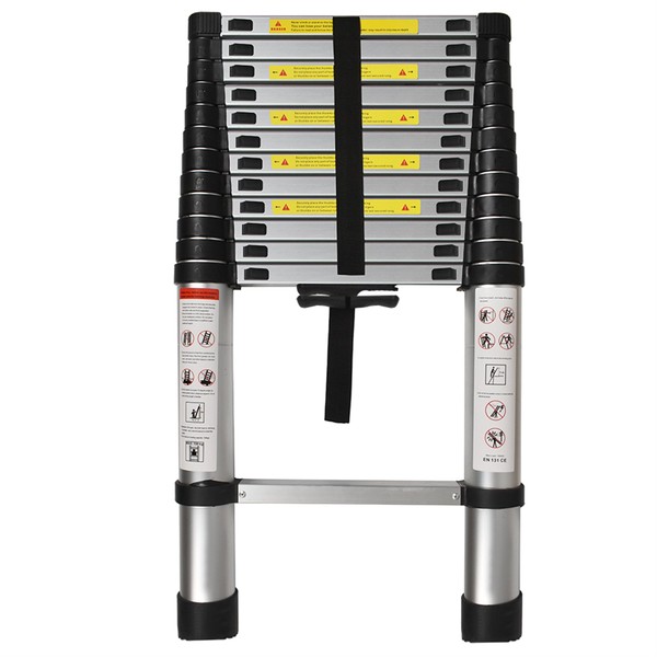 Elfinrm Folding Telescoping Aluminum Extendable Ladder - 12.5FT Collapsible Ladder