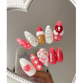 Strawberry Parfait Handmade Nail Tips - Ballerina / 딸기 파르페 수제네일팁 - 발레리나