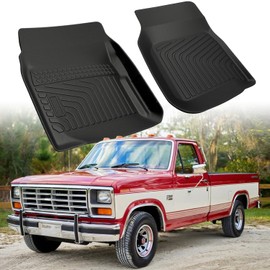 All Weather Floor Mats Fit for 1980-1996 Ford F150/Ford Bronco & 1980-1997 F-250/F350 Classic Ford Truck Accessories,1980-1986 1987 1988 1989 1990 1991 1992-1996 Water-Proof&Non-Slip TPE Liner Cover