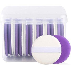 12 PCS Esponjas redondas de polvo suelto cushion aire para base maquillaje con correa cosméticos rubor uso dual seco y húmedo suaves amigables la piel reutilizables
