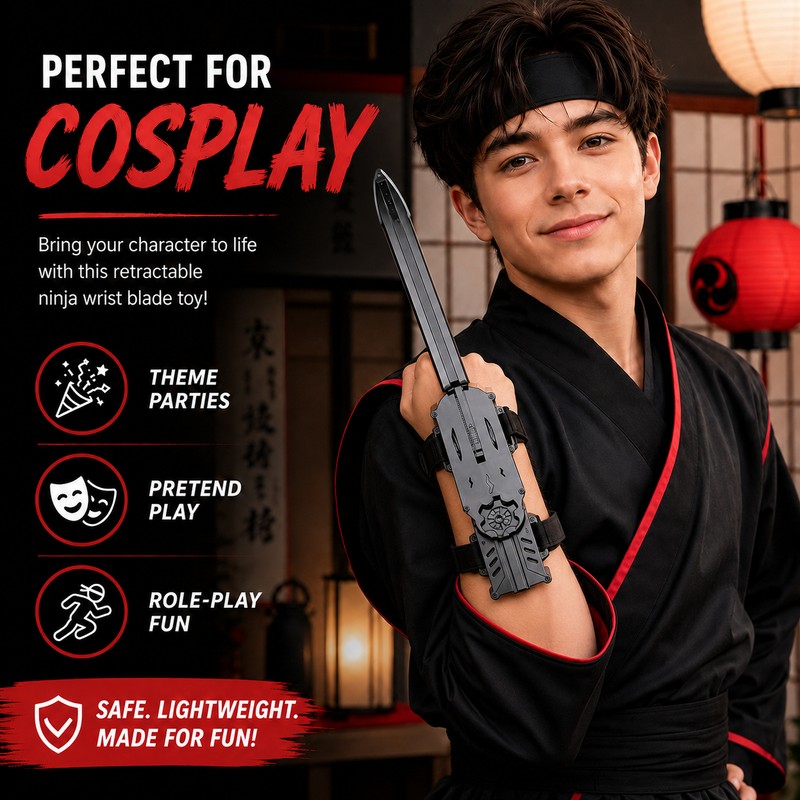 Retractable Ninja Wrist Blade Toy – Plastic Hidden-Blade Role-Play Prop