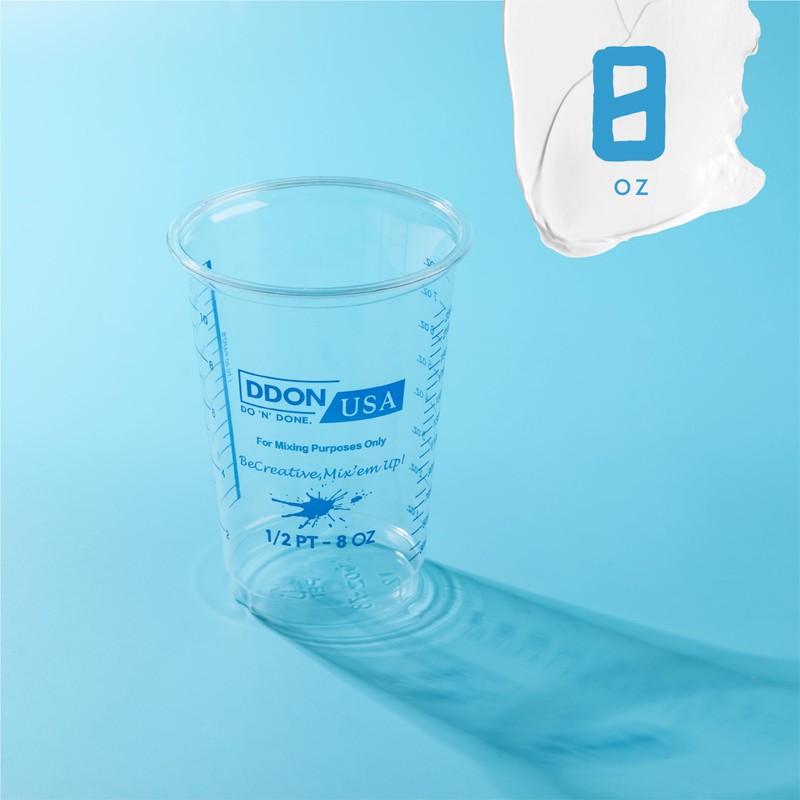 Disposable Plastic Measuring Mixing Cups - 8 Ounce (236 ml)