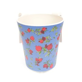 Yair Emanuel Bamboo Hand Washing Cup for Netilat Yadayim Traditional Jewish Judaica (Pomegranates Blue NYO-16)