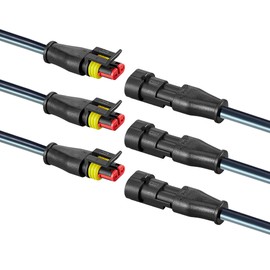 YETOR 2Pin Waterproof Connector,16 AWG Male and Female 2Wire Connectors,IP68 Auto Electrical Wire Connectors for Car, Truck, Boat, and Other Wire Connections.(3Pack)