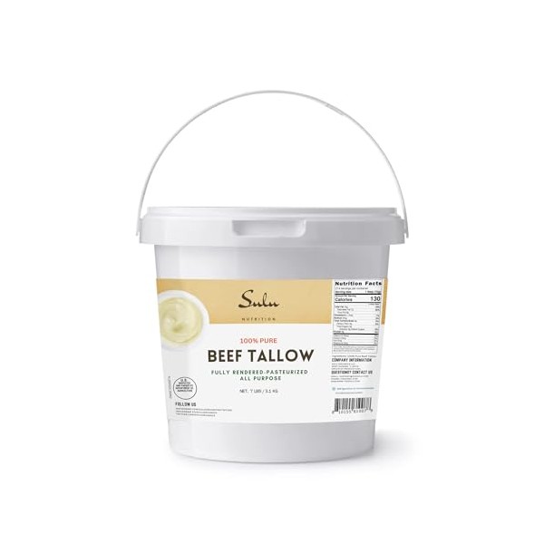 100% Pure Rendered NON GMO Beef Tallow-Food Grade- 7LBS