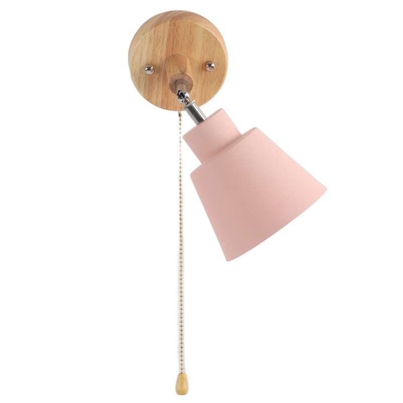 Macaron Bedside Wall Lamp Space Saving Pink Lampshade Wall Sconces