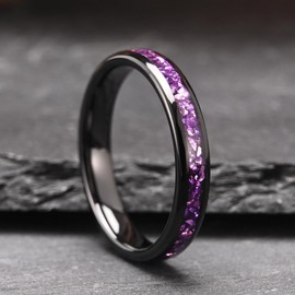 Concept Knight Tungsten Carbide Rings for Men and Women 8mm/4mm Men‘’s Engagement Wedding Bands Inlaid Purple Galaxy Opal Fashion and High Polish (4mm black and purple, 10)
