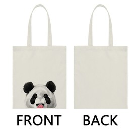 WIRESTER Reusable Canvas Tote Bag for Women Girls, Beach Bag, Grocery Shopping Bag, Shoulder Bag, Travel Tote Bag - Baby Panda Bear