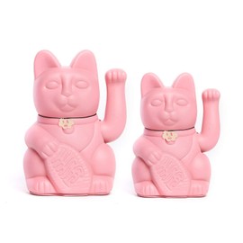 Chinesische Glückskatze. Winkende Katze. Maneki Neko viel Glück. PINKE, L (12x9x18cm)