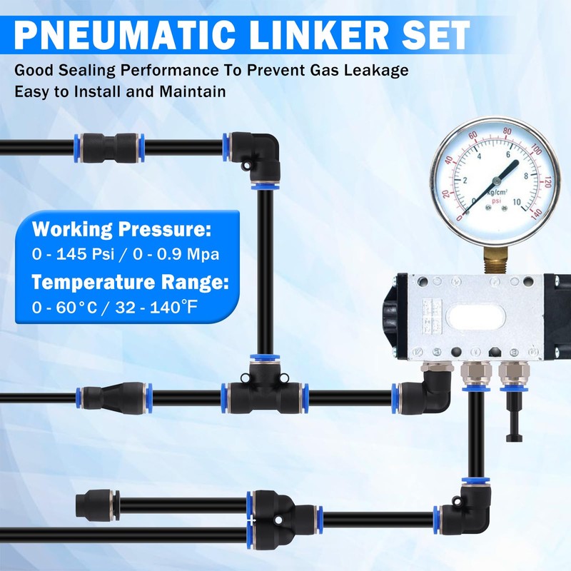 90 Pcs Quick Connect Air Line Fittings Kit Pneumatic Air