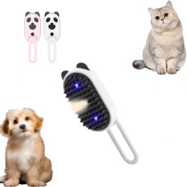 Cat Brush for Shedding - Dog Grooming with Steam, Spray & UV Light - Pet Steam for Dogs, Brushes for Indoor Cats, Water Spray Brush for Fur Removal & Massage (white)