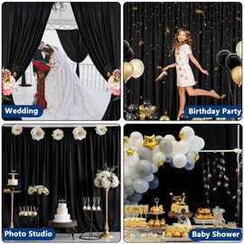 Black Backdrop Background for Photography, 10X10 ft Polyester Fabric Black Photo Booth Backdrop, High Density Black Background Backdrop Screen, Black Backdrop Drapes for Photoshoot Party Video Studio