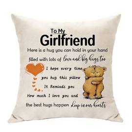 A Little Cushion Cover Hug Keepsake Gifts for Him or Her Birthday Christmas Bridal Shower Graduation Wedding Homecoming Gifts Throw Pillow Cover Decoration 45 X 45 CM (Girlfriend)