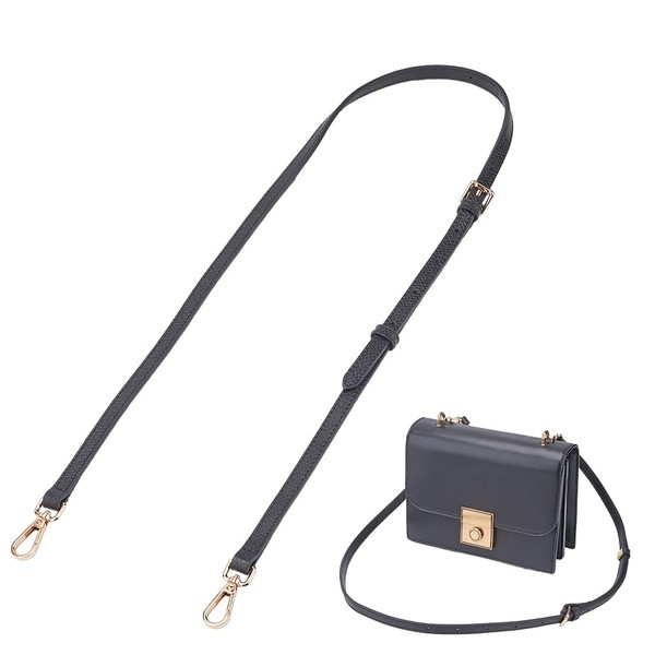 GORGECRAFT Genuine Leather Purse Strap Black Cowhide Adjustable Long Replacement