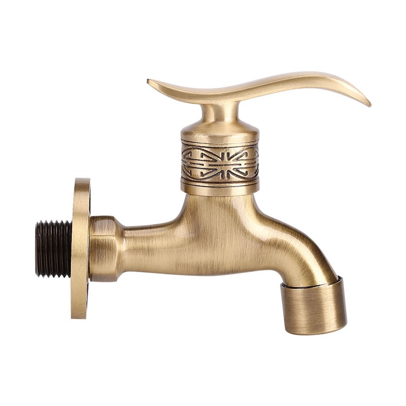 Antique Style Brass Washing Machine Faucet Wall Mount Laundry Cold