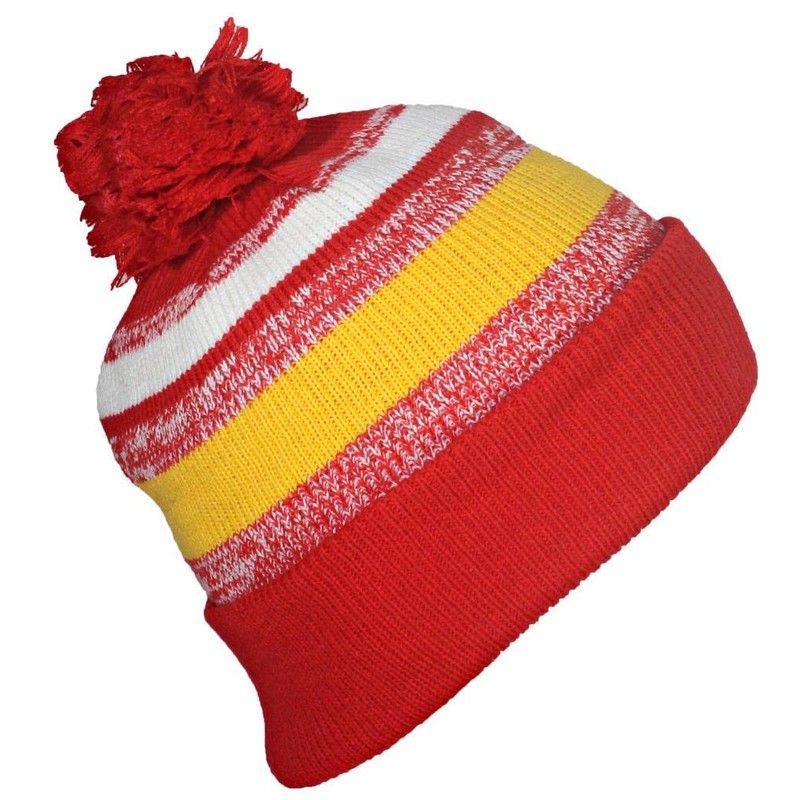 Best Winter Hats Quality Variegated Stripe Solid Cuff Beanie W/Large