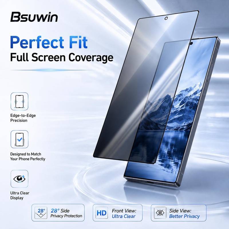 BSUWIN 3 Pack Privacy Screen Protector for Nothing Phone（4a） Pro