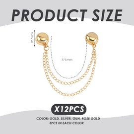 12 Pieces Of Chain Magnetic Buckles, Multifunctional Magnetic Clothespins, Magnetic Clothespins With Chain, Magnetic Pins For Clothes, Round Strong Magnetic Clothespin Clips