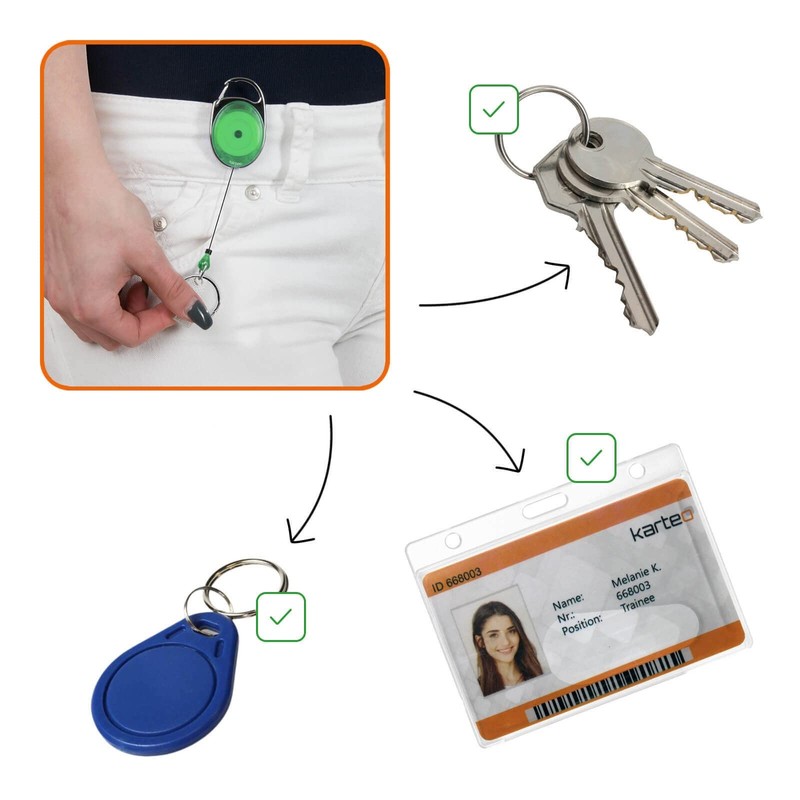 Karteo Yo-yo ID Card Holder Extendable Green [Pack of 1]