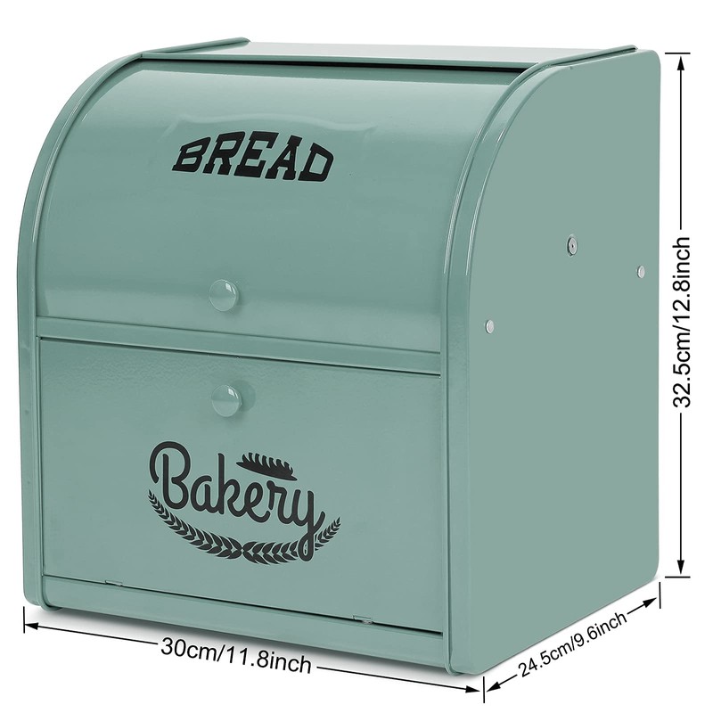 Pitmoly Stainless Steel Bread Box, 2 Layer Roll Top Bread