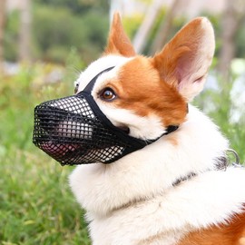 Dog Muzzle, Soft Mesh Muzzle for Small Medium Large Dogs Labrador Shepherd, Breathable Adjustable Muzzles for Biting, Chewing, and Scavenging, Allows Panting and Drinking (Black, S)