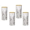Godinger Highball Glasses Beverage Glass Cup Set, Goblets, DOFs Gold