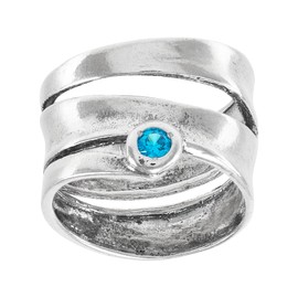 Silpada 'Sweet Sounds' Sterling Silver Blue Cubic Zirconia Ring, Size 9, Size 9