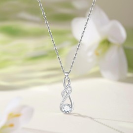 ASH'S CHOICE Necklaces for Women, Sterling Silver 925 Necklace with Infinity Pendant AAA+ Zirconia Rhinestone Infinity Pendant Necklace Silver/Rose Gold/Gold Women Ladies Jewellery Gift, Sterling