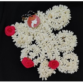 Artificial Jasmine Flower Hair Gajra, White & Red Flowers for Wedding, Festival, Party Set of Six, 3 White and 3 with red flower