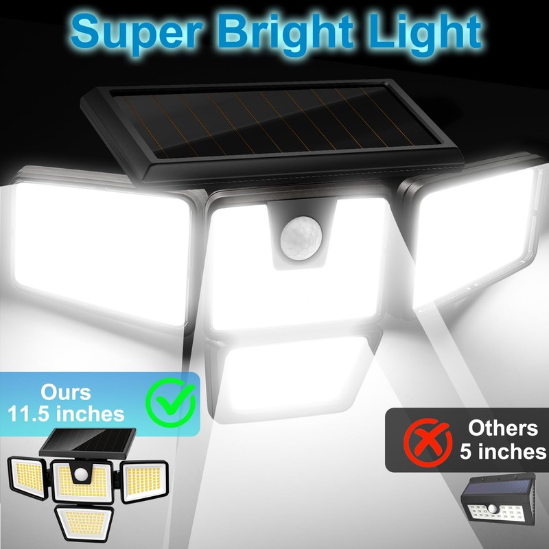 AmeriTop Solar Lights Outdoor, 2 Pack LED High Brightness Cordless
