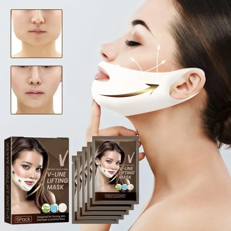 Mascarilla Facial V Line Para Contorno De Rostro 5 Piezas
